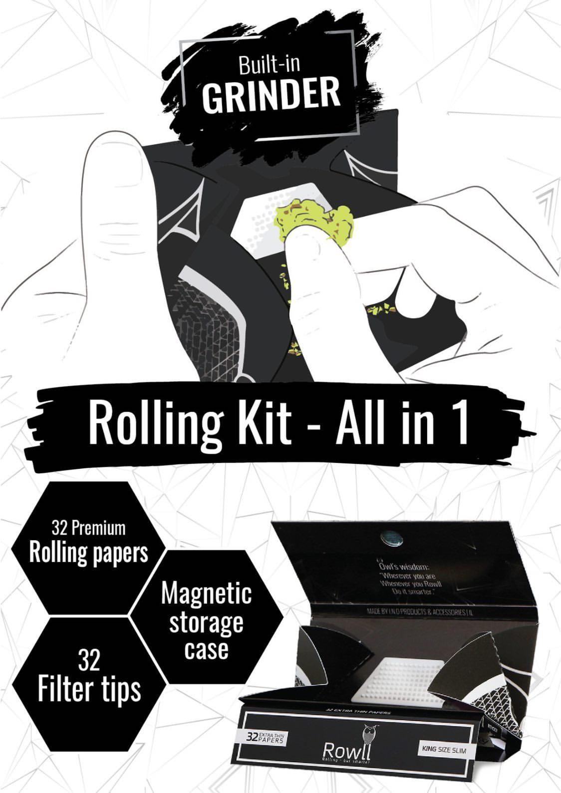 All in One Rolling Paper Kit w/ Grinder - DankStop